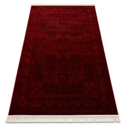Teppich ORIENT 5365 bordeaux / schwarz Rahmen, orientalisch, mit Fransen
