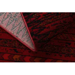 Dywan ORIENT 5820 bordo / czarny Orientalny, pasy z frędzlami 