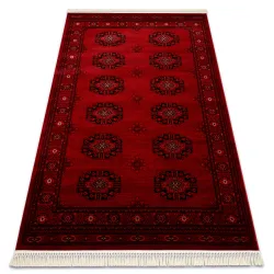 Teppich ORIENT 6871 bordeaux / schwarz Rahmen, klassisch, Ornament, mit Fransen