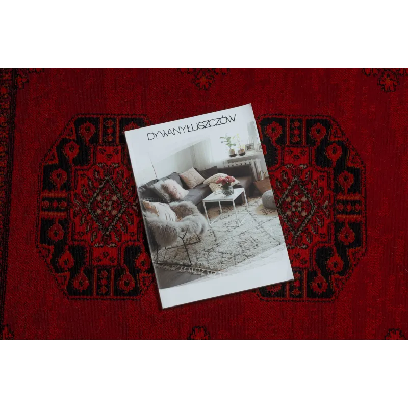Dywan ORIENT 6871 bordo / czarny Ramka, klasyczny, ornament, z frędzlami 