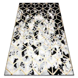 Teppich ALLURE 1966 Cube Würfel - Strukturell, stilvoll, Glamour Schwarz / Gold