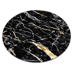 Teppich ALLURE 1963 Kreis Marmor - Strukturell, stilvoll, glamourös schwarz / gold