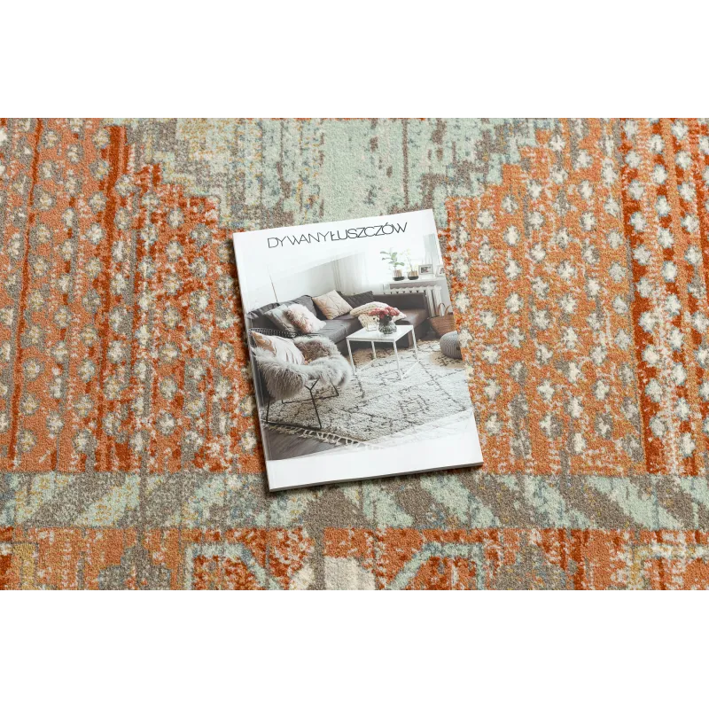 Dywan SOHO 477.11.LA000 wełniany OSTA - Boho, ramka naturalny terakota / szary