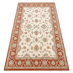 Teppich SOHO 477.15.LA103 Wollmischung OSTA - Ornament, Rahmen natürlich beige / terrakotta
