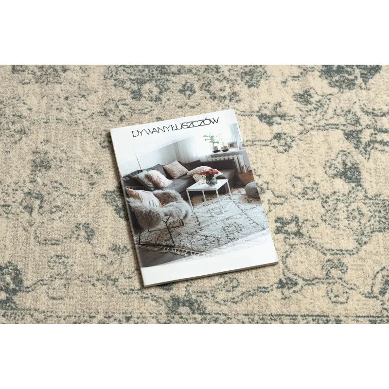 Dywan ABBY 486.25.LA110 wełniany OSTA - Ornament, ramka klasyczny beż / zielony