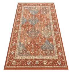 Teppich SOHO 477.27.LA301 Wolle OSTA - Rauten, Rahmen geometrisch natur terrakotta / beige