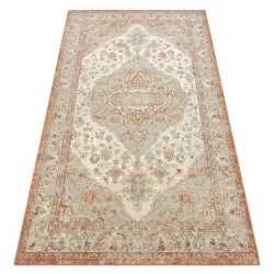 Teppich SOHO 477.01.LA112 Wollwebteppich OSTA - Ornament, Rosette natur terrakotta / beige