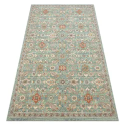Teppich SOHO 477.07.LA400 Wollwebteppich OSTA - Blumen, Rahmen natur grün / beige