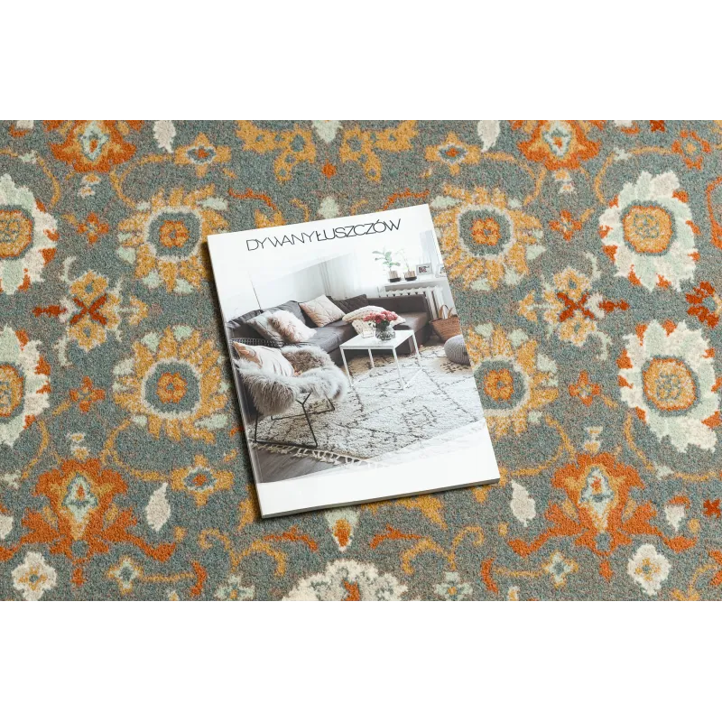 Dywan SOHO 477.26.LA500 wełniany OSTA - Ornament, ramka naturalny niebieski / terakota
