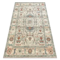 Teppich SOHO 477.09.LA100 Wollmischung OSTA - Boho, Rahmen naturbeige / grün