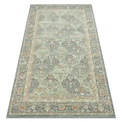 Teppich SOHO 477.27.LA500 Wollmischung OSTA - Rauten, Rahmen geometrisch naturgrün / blau