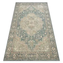 Teppich SOHO 477.01.LA502 Wollstoff OSTA - Ornament, Rosette natur Grün / Blau