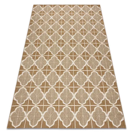 Sisal Teppich in naturbeige mit marokkanischem Kleeblatt, perfekt für Wohnräume