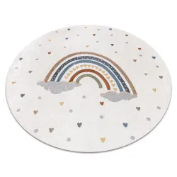 Teppich BONO 724 Kreis RAINBOW HEART creme / hellgrau - ZWEITKLASSIGES PRODUKT