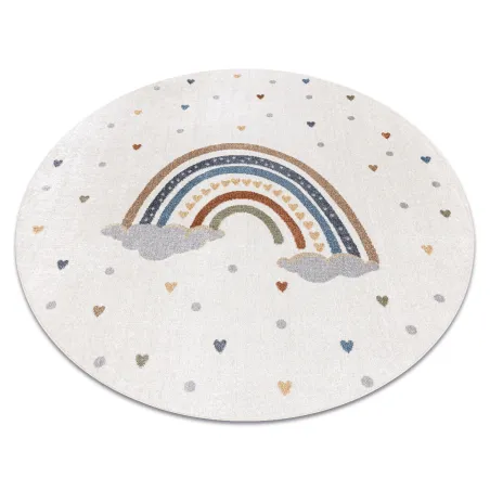 Runder Teppich BONO 724 RAINBOW HEART creme hellgrau - moderner Teppich
