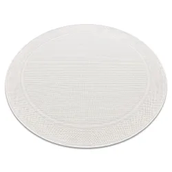 Runder Teppich TIMO 5979 aus Sisal, weiß, für den Außenbereich geeignet