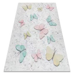 BAMBINO 1610 Waschteppich Schmetterlinge für Kinder Anti-Rutsch - creme - ZWEITKLASSIGES PRODUKT