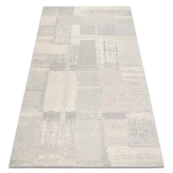 Dywan FLUX 461.43.AE110 wełniany OSTA - Geometryczny, strukturalny, loftowy krem / szary