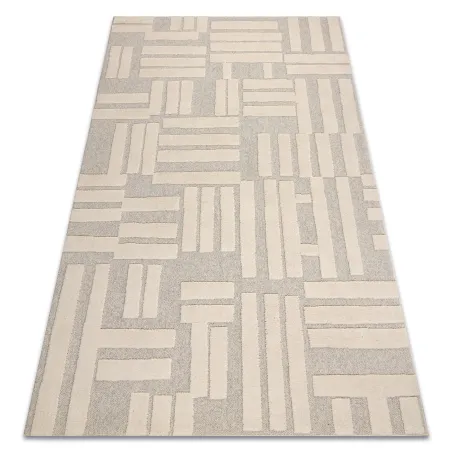 Dywan FLUX 461.95.AE110 wełniany OSTA - Geometryczny, strukturalny, loftowy krem / beż