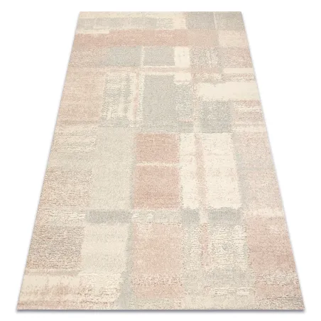 Dywan FLUX 461.43.AE200 wełniany OSTA - Geometryczny, strukturalny, loftowy krem / różowy