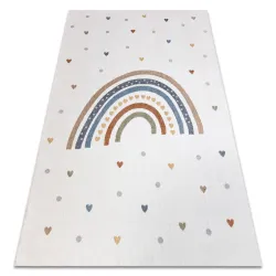 Teppich BONO 724 REGENBOGEN, HERZ creme / hellgrau - ZWEITKLASSIGES PRODUKT