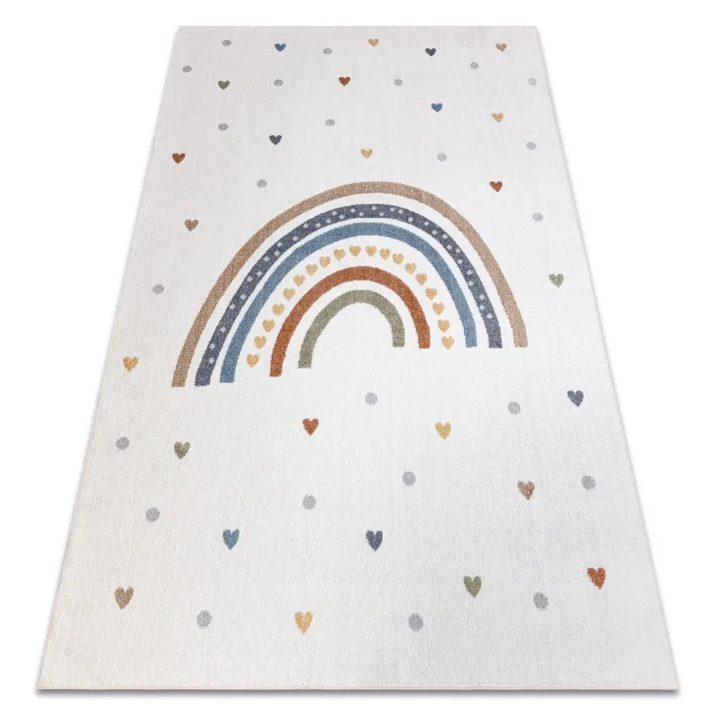 Teppich BONO 724 REGENBOGEN, HERZ creme - moderner Teppich aus weichem Material