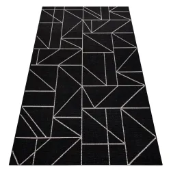 Sisal Teppich in geometrischem Dreiecksdesign, schwarz und silber, ideal für Wohnzimmer