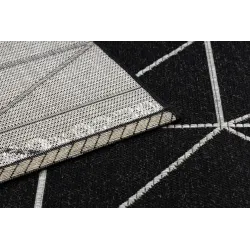 Texturierter schwarzer und silberner Sisal Teppich, ideal für elegante Räume