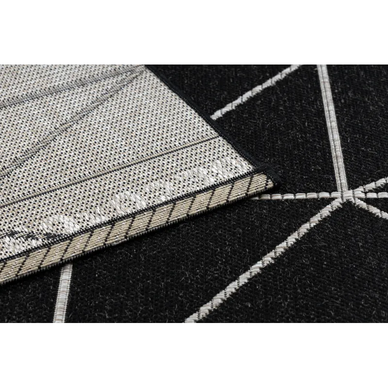 Texturierter schwarzer und silberner Sisal Teppich, ideal für elegante Räume