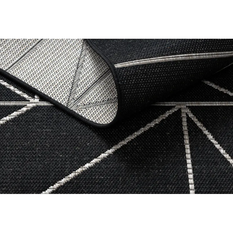 Sisal Teppich für das Wohnzimmer, schwarz und silber, ideal für moderne Arrangements