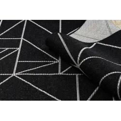 Geometrischer Sisal Teppich, schwarz und silber, geeignet für jeden Raum
