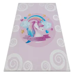 BAMBINO 2533 Waschteppich Einhorn, Regenbogen für Kinder Anti-Rutsch - rosa