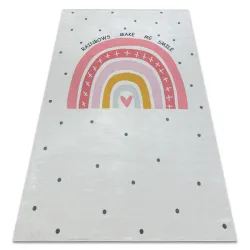 BAMBINO 47810 Waschteppich Regenbogen, Punkte für Kinder Anti-Rutsch - weiß / rosa