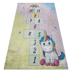 BAMBINO 54060 Waschteppich Einhorn, Zahlen für Kinder Anti-Rutsch - rosa / gelb
