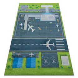 BAMBINO 46990 Waschteppich Flughafen, Flugzeuge für Kinder Anti-Rutsch - grün / grau