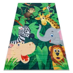 BAMBINO 2705 Waschteppich Tiere, Afrika für Kinder Anti-Rutsch - grün / braun
