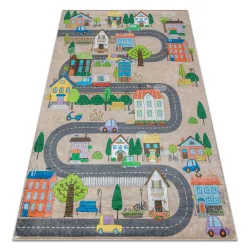 BAMBINO 34600 Waschteppich Stadt, Straßen für Kinder Anti-Rutsch - beige / grau