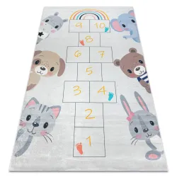 BAMBINO 43092 Waschteppich Tiere, Zahlen für Kinder Anti-Rutsch - grau / gelb