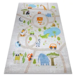 BAMBINO 50230 Waschteppich Zoo, Straßen für Kinder Anti-Rutsch - beige / grün