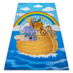 BAMBINO 2685 Waschteppich Tiere, Boot für Kinder Anti-Rutsch - blau / braun