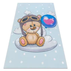 BAMBINO 43030 Waschteppich Teddybär, der Pilot für Kinder Anti-Rutsch - blau / braun