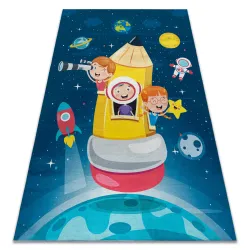 BAMBINO 42810 Waschteppich Rakete, Planeten für Kinder Anti-Rutsch - blau / braun