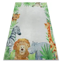 BAMBINO 54090 Waschteppich Tiere, Afrika für Kinder Anti-Rutsch - weiß / grün