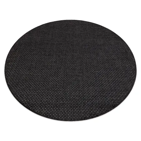 Runder Teppich TIMO 0000 aus Sisal, schwarz, für den Außenbereich geeignet