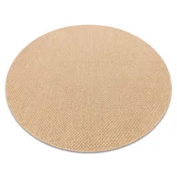Runder TIMO 6272 Sisal Teppich in dunkelbeige, perfekt für den Außenbereich