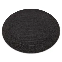Runder Sisal Teppich schwarz, 2. Wahl, perfekt für den Außenbereich