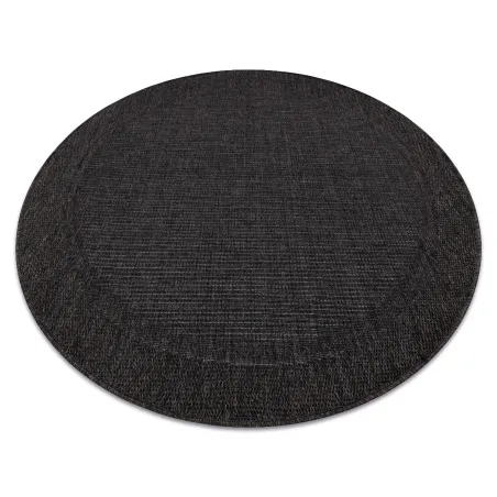 Runder Sisal Teppich schwarz, 2. Wahl, perfekt für den Außenbereich