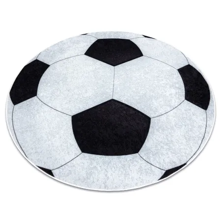 Kinderteppich in Fußballform, rutschfest in Schwarz und Weiß