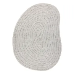 Teppich ORGANIC 2743 Sisal Baumstamm, Baumring Creme / Grau - natürlich, modern unregelmäßige Form