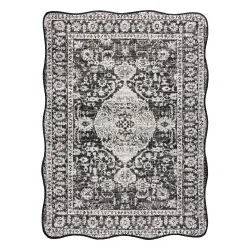 Dywan ORGANIC 2762 sizal Ornament, ramka czarny / ecru - nowoczesny nieregularny kształt